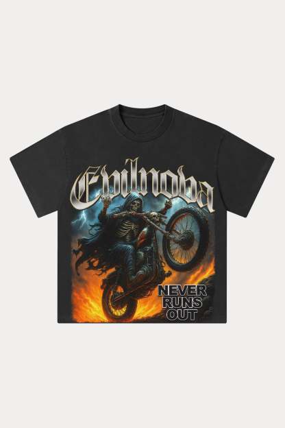 Evilnova Never Runs Out Washed Streetwear T-Shirt-Evilnova