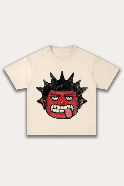 Evilnova Cartoon Characters Cotton Oversize T-Shirt-Evilnova