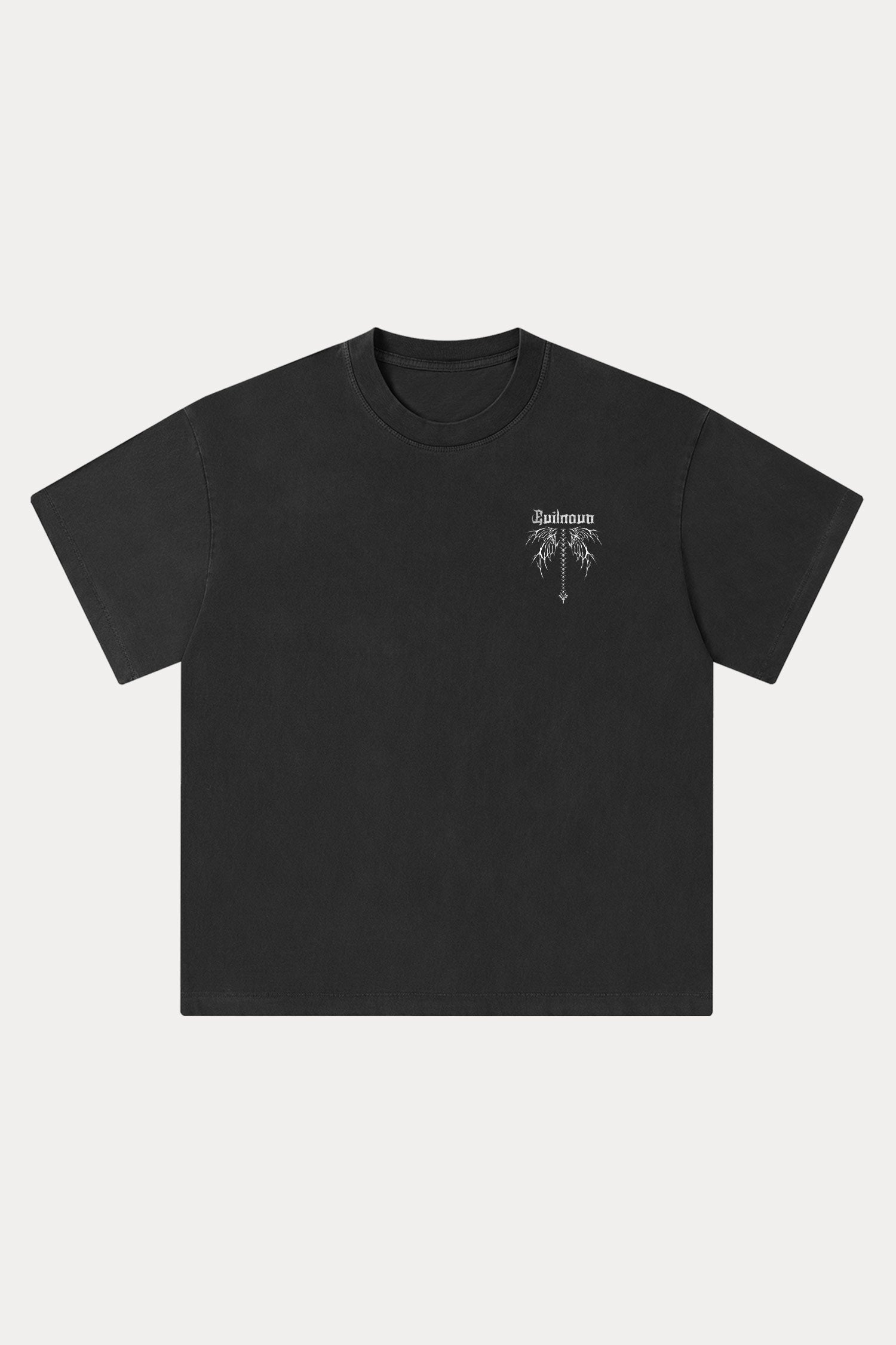 Evilnova Winged Spine Washed Streetwear T-Shirt-Evilnova