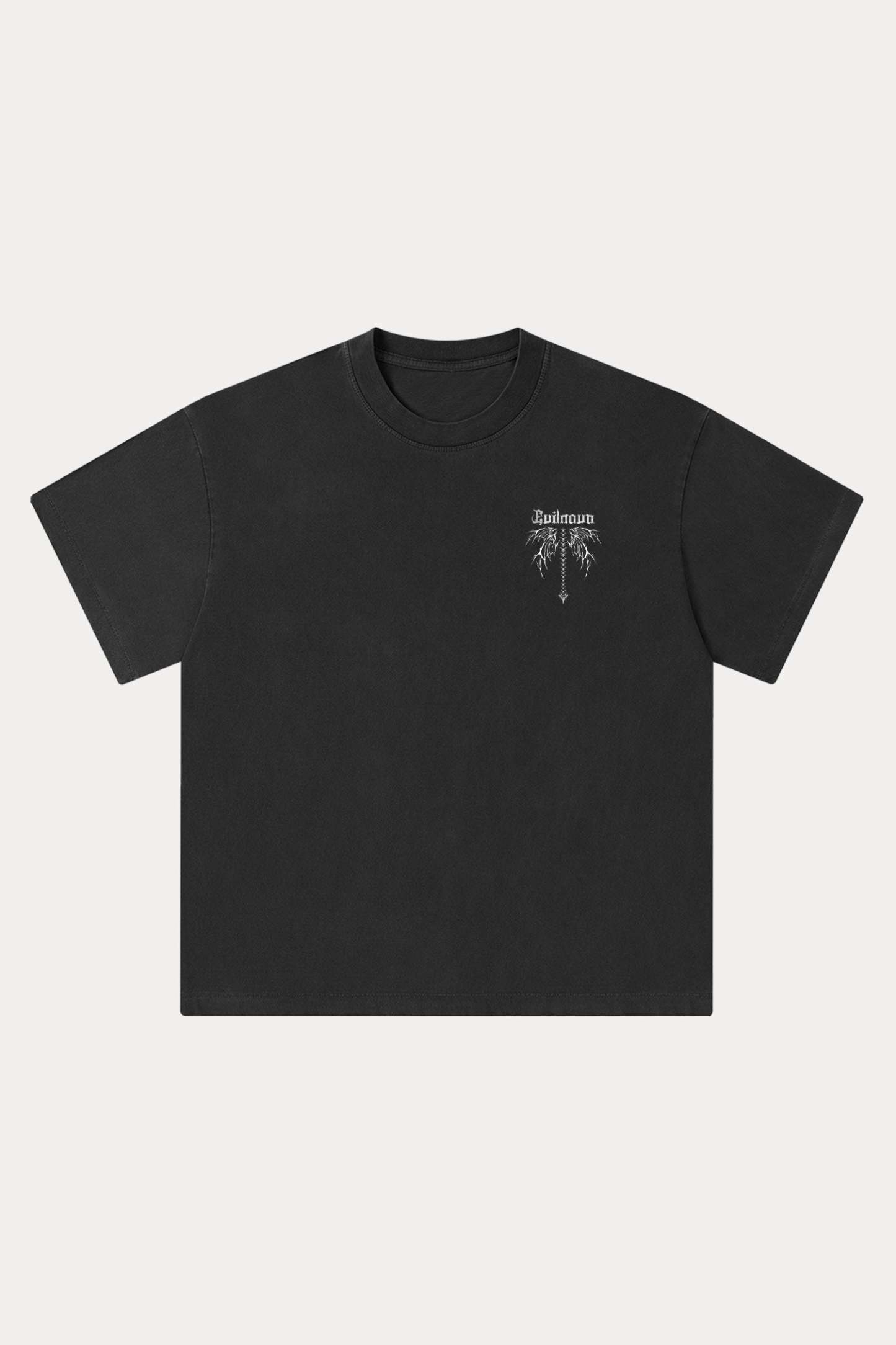 Evilnova Winged Spine Washed Streetwear T-Shirt-Evilnova