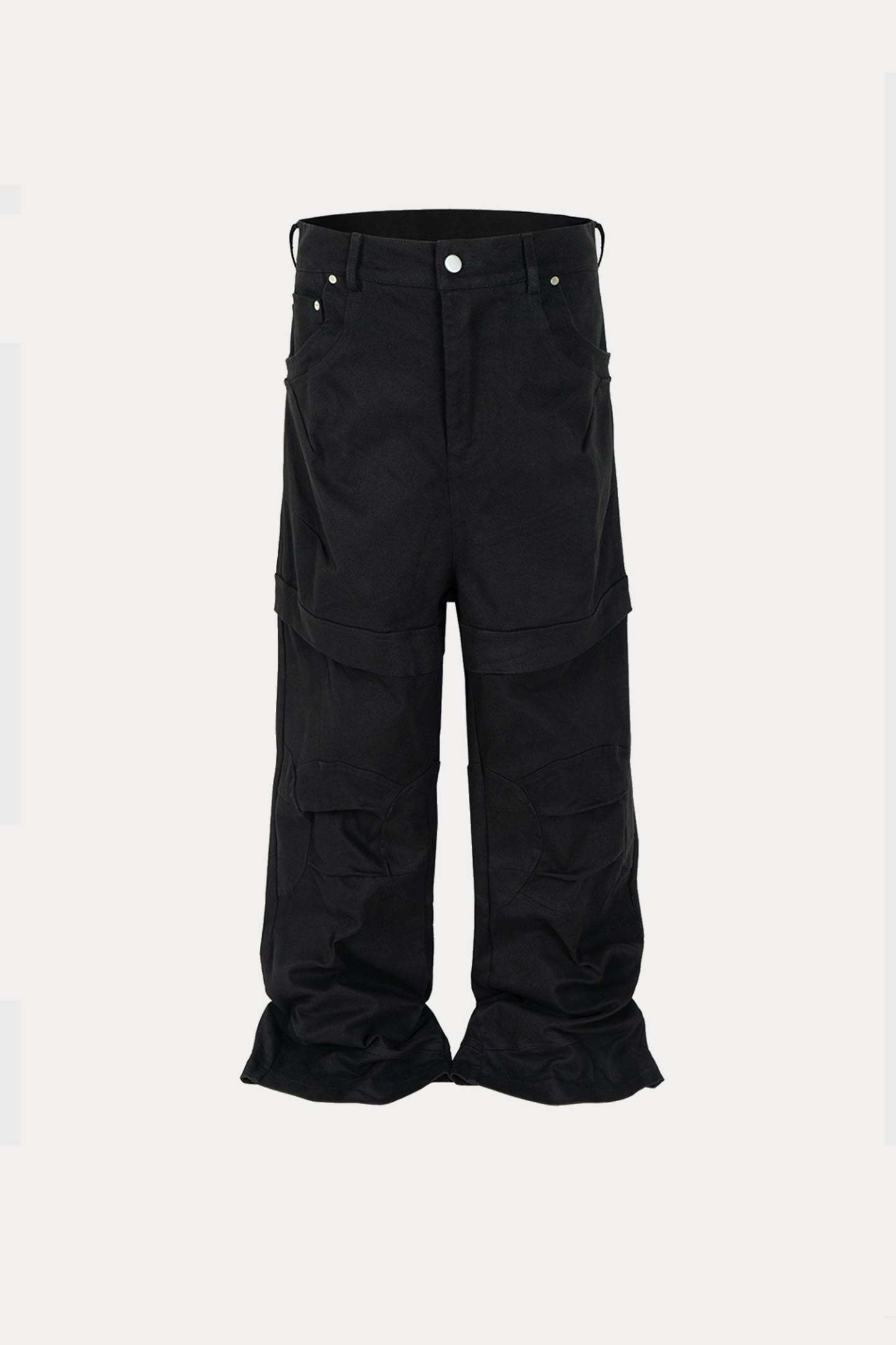 Evilnova Black Paneled Baggy Cargo Pants-Evilnova