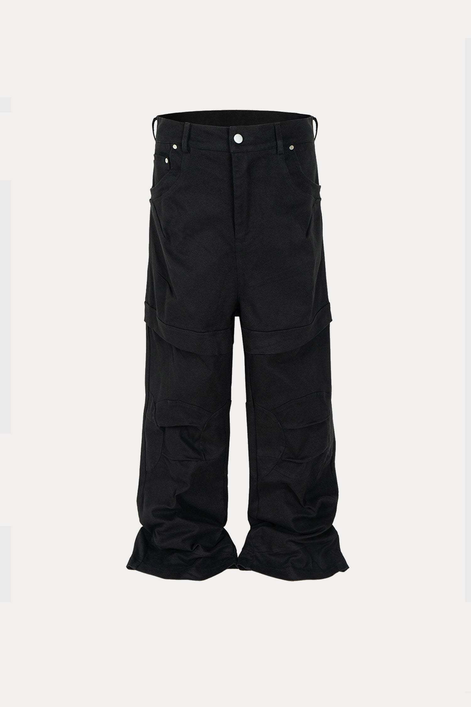 Evilnova Black Paneled Baggy Cargo Pants-Evilnova