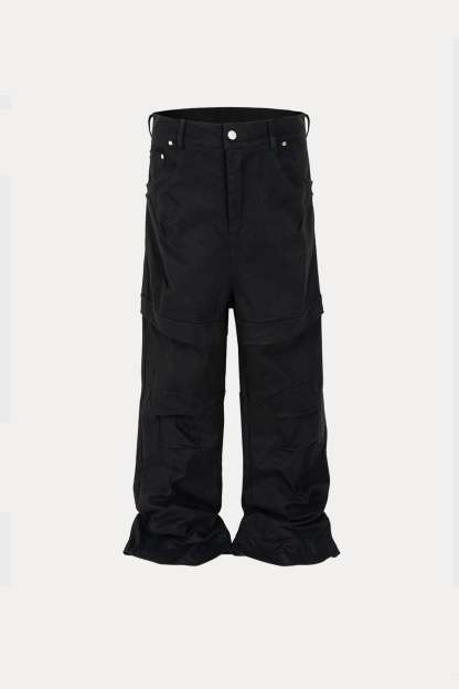 Evilnova Black Paneled Baggy Cargo Pants-Evilnova