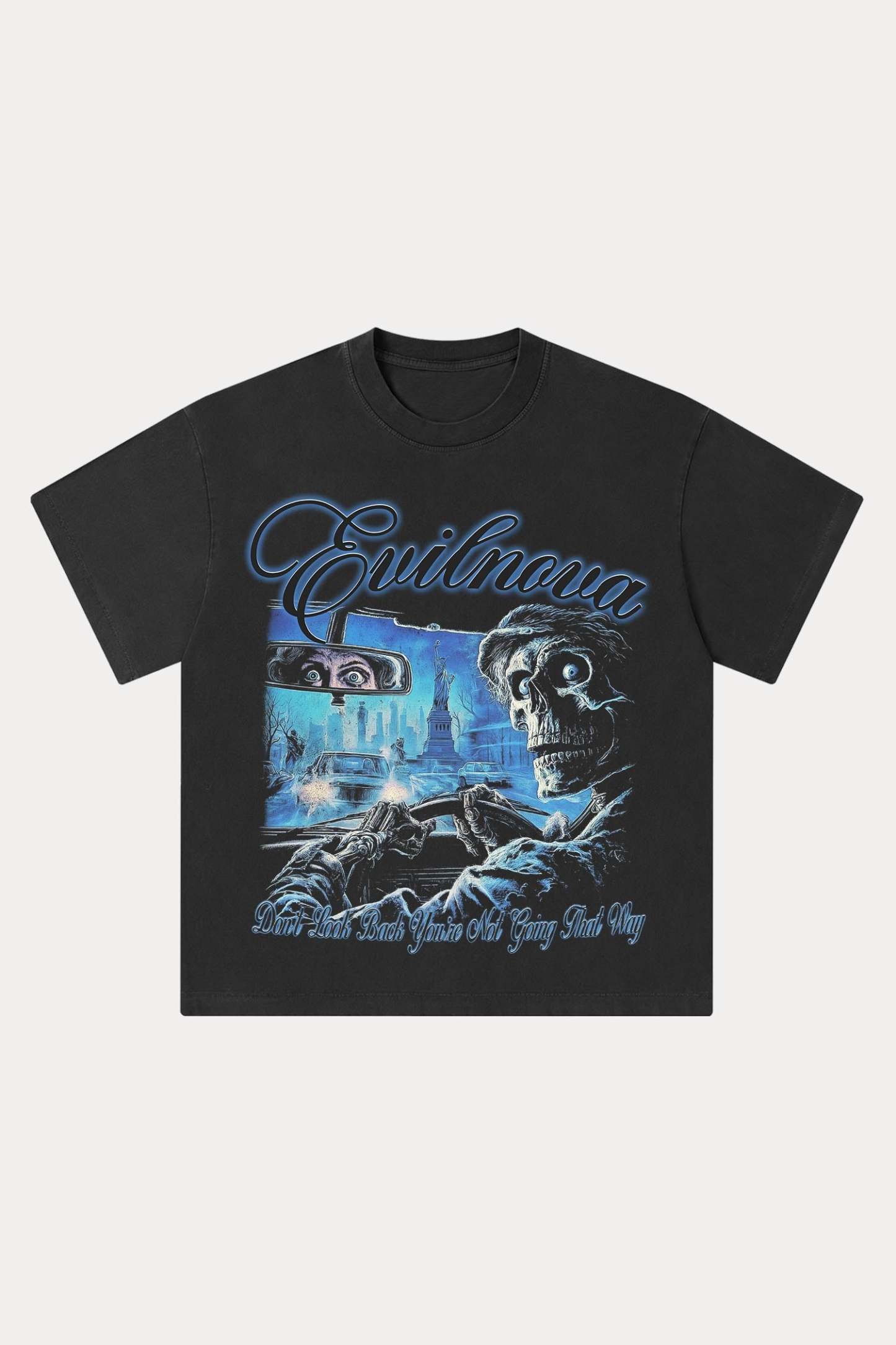Evilnova Don't Look Back Washed Streetwear T-Shirt-Evilnova