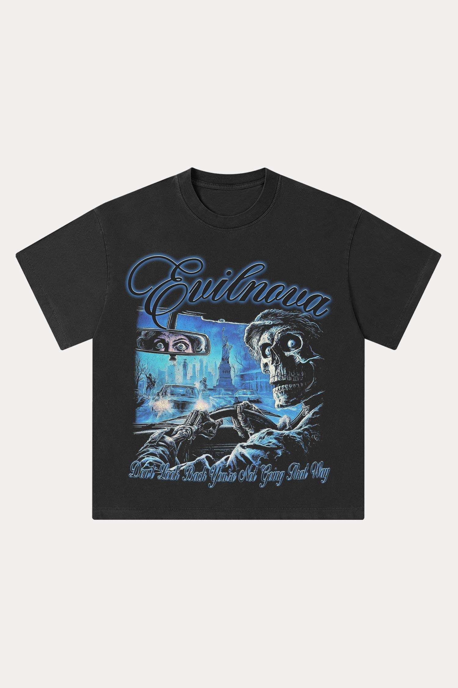 Evilnova Don't Look Back Washed Streetwear T-Shirt-Evilnova