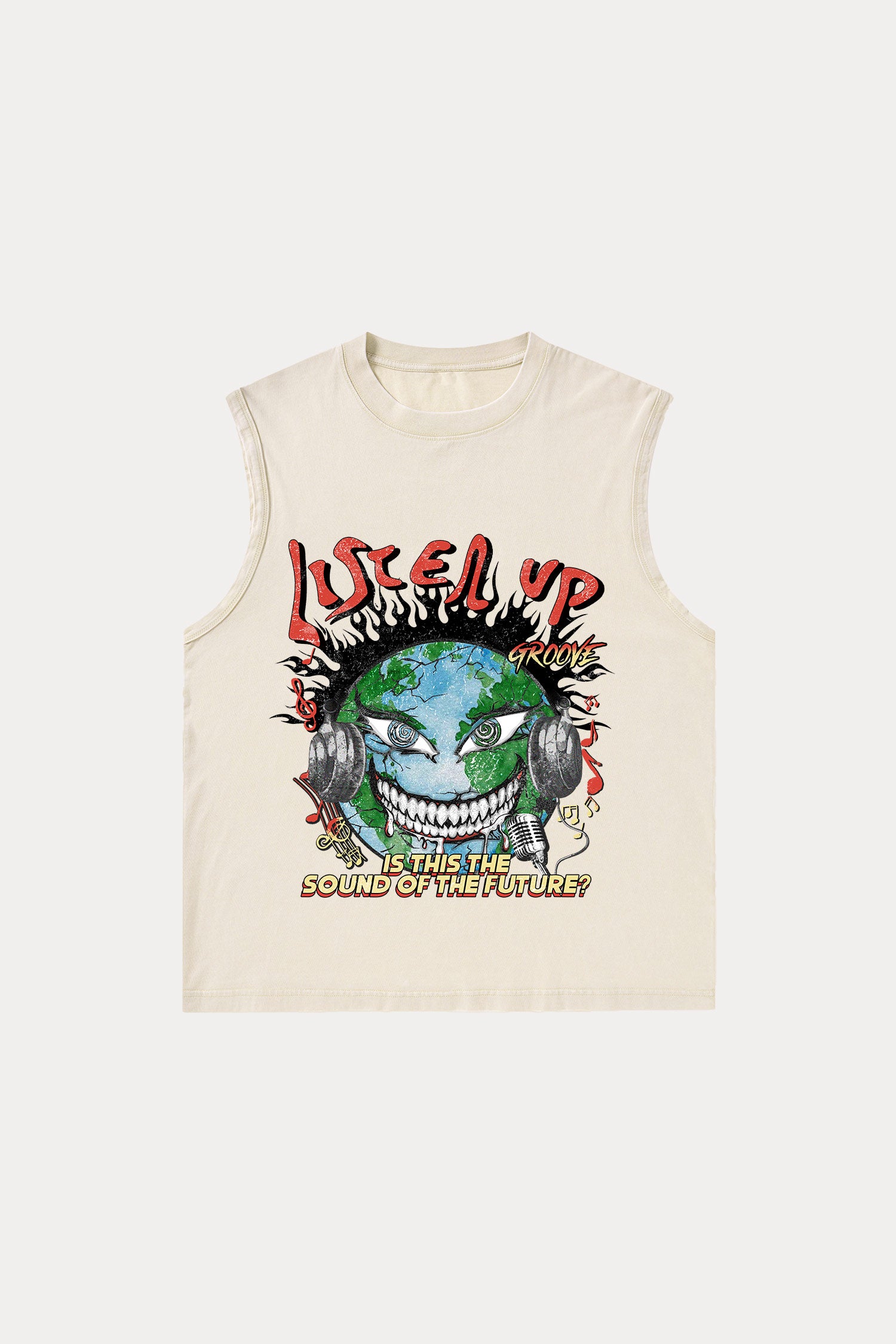 Evilnova Listen Up Washed Tank Top-Evilnova