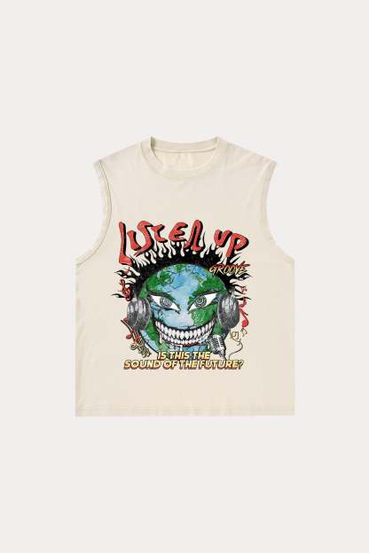 Evilnova Listen Up Washed Tank Top-Evilnova