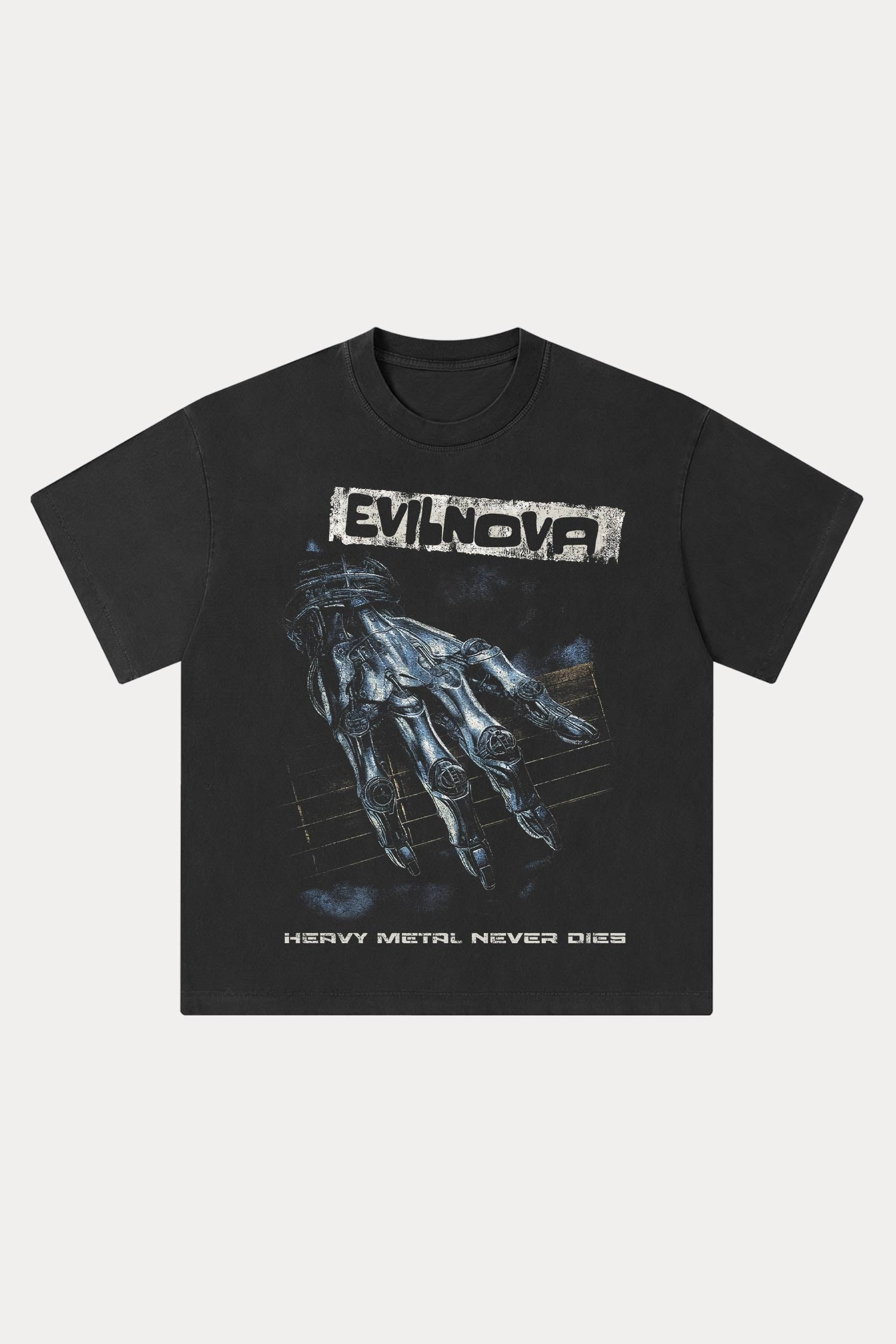Evilnova Heavy Metal Washed Streetwear T-Shirt-Evilnova