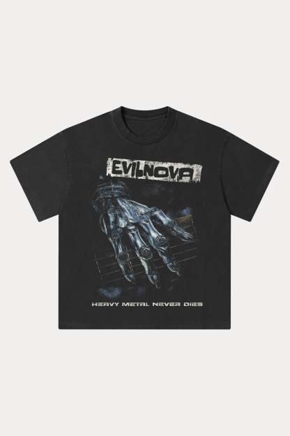 Evilnova Heavy Metal Washed Streetwear T-Shirt-Evilnova