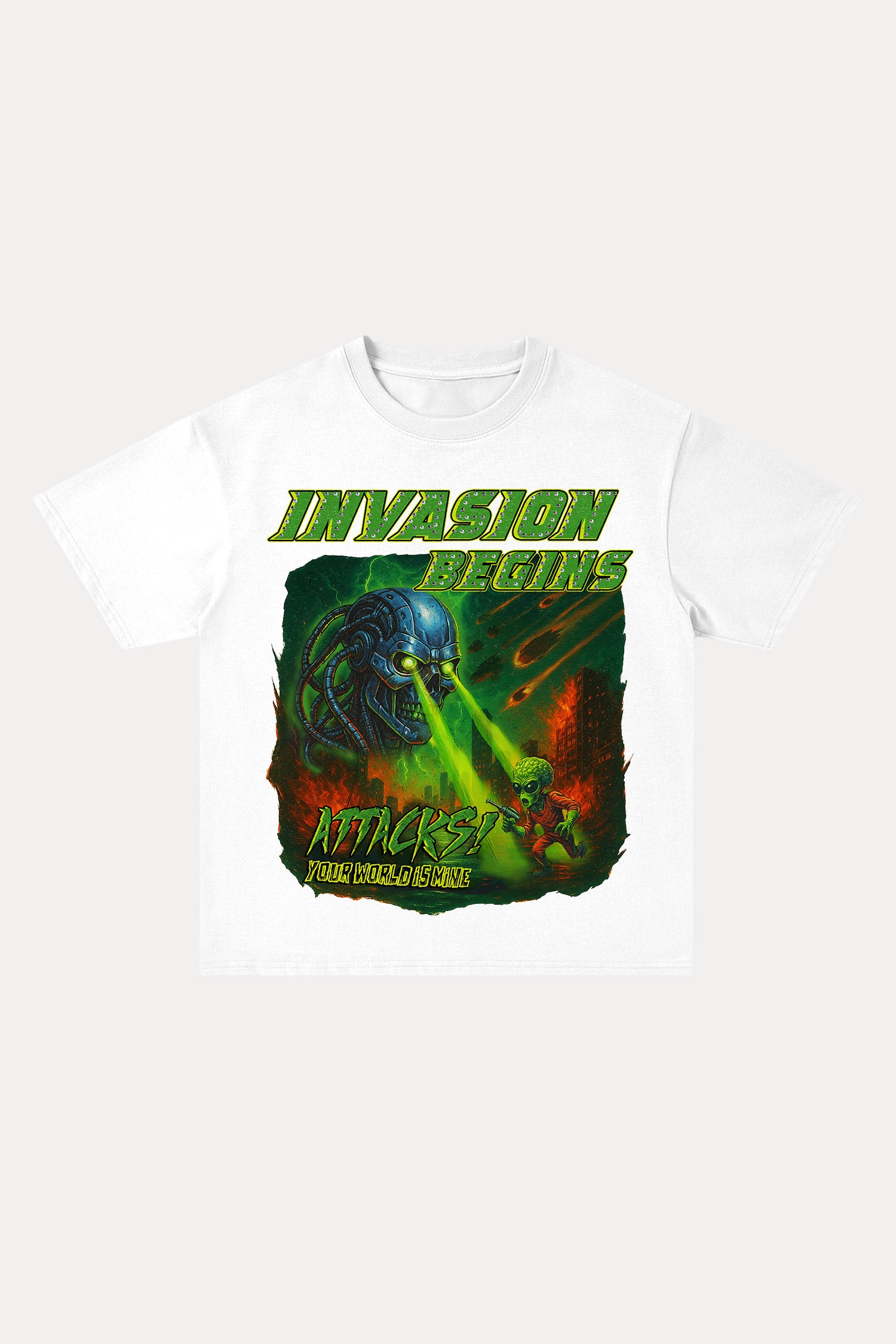 Evilnova Invasion Begins Cotton Oversize T-Shirt-Evilnova