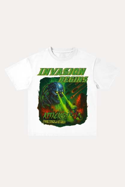 Evilnova Invasion Begins Cotton Oversize T-Shirt-Evilnova