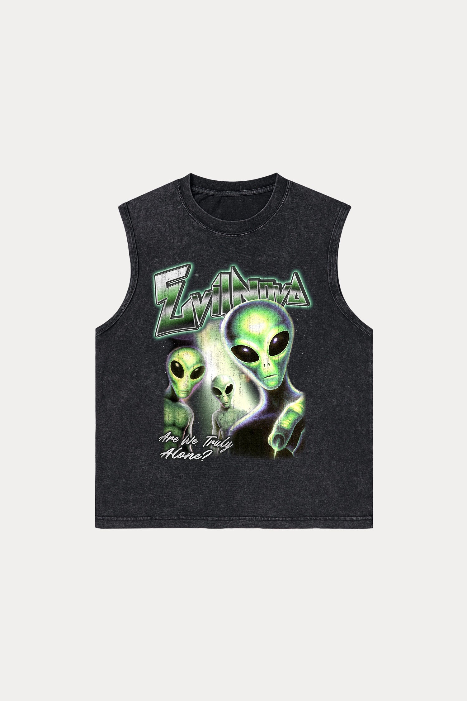Evilnova Are We Truly Alone Washed Tank Top-Evilnova