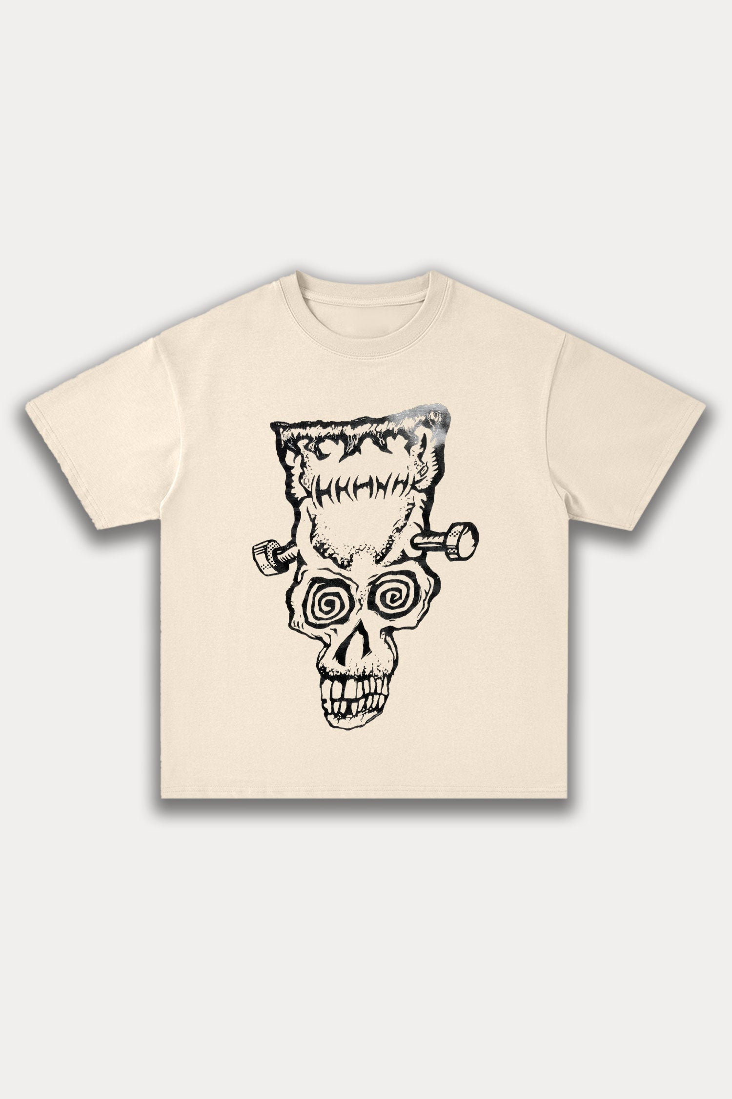 Evilnova Cartoon Frankenstein Cotton Oversize T-Shirt-Evilnova