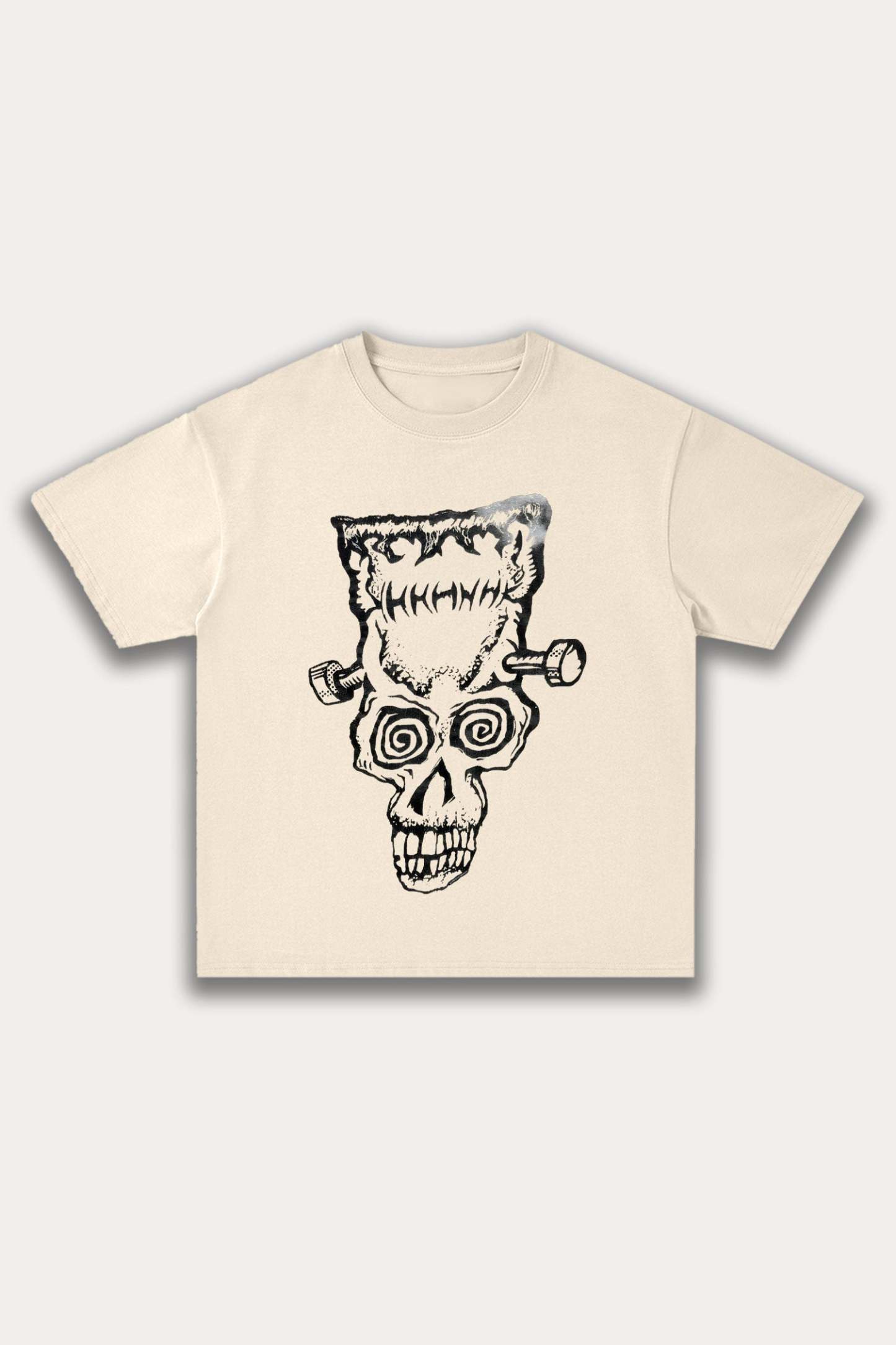 Evilnova Cartoon Frankenstein Cotton Oversize T-Shirt-Evilnova