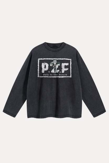 Evilnova P2F Distressed Washed Long Sleeve Tee-Evilnova