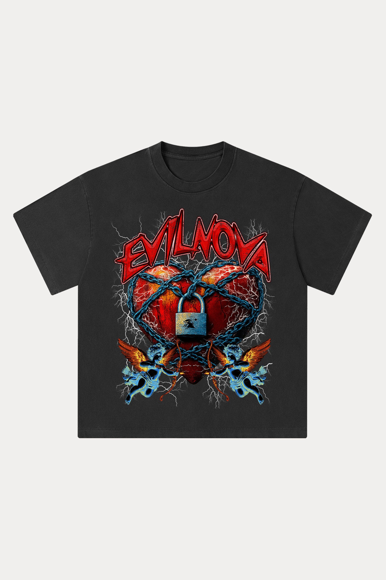 Evilnova Lock Washed Streetwear T-Shirt-Evilnova