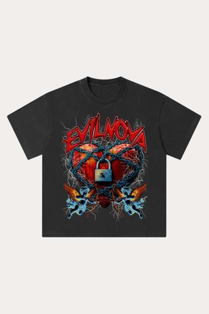 Evilnova Lock Washed Streetwear T-Shirt-Evilnova