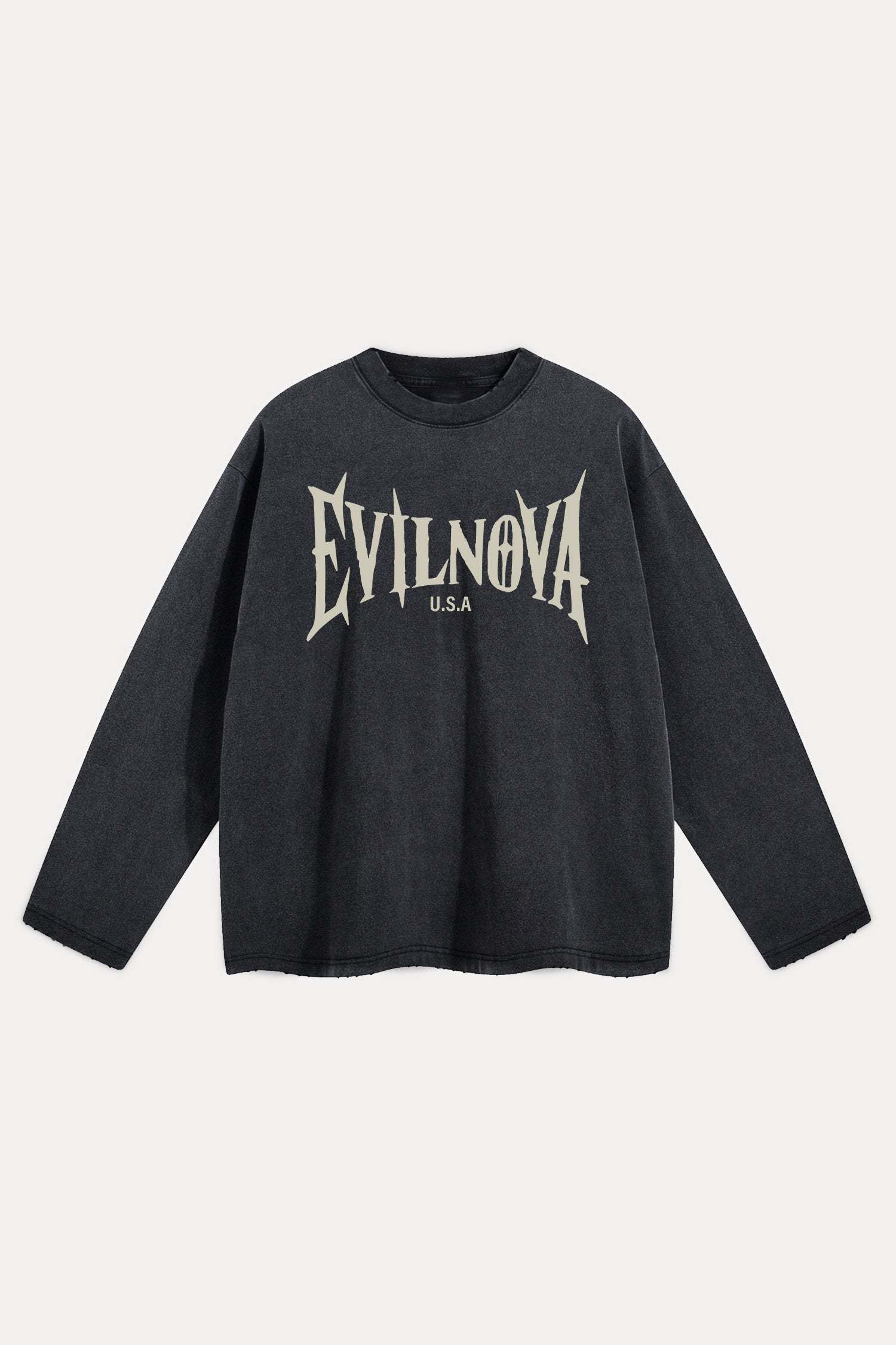 Evilnova U.S.A Distressed Washed Long Sleeve Tee-Evilnova