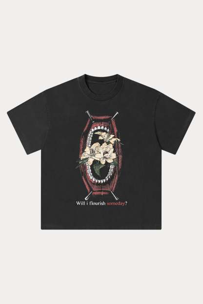 Evilnova Flourish Washed Streetwear T-Shirt-Evilnova