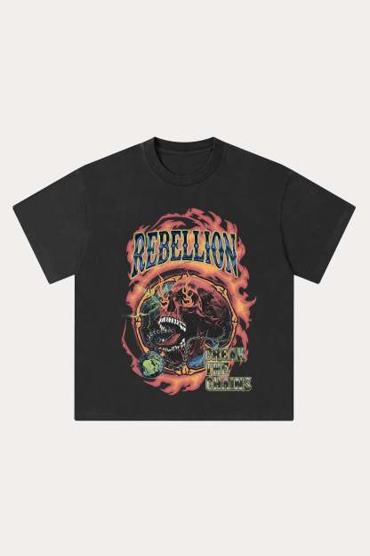 Evilnova Rebellion Washed Streetwear T-Shirt-Evilnova