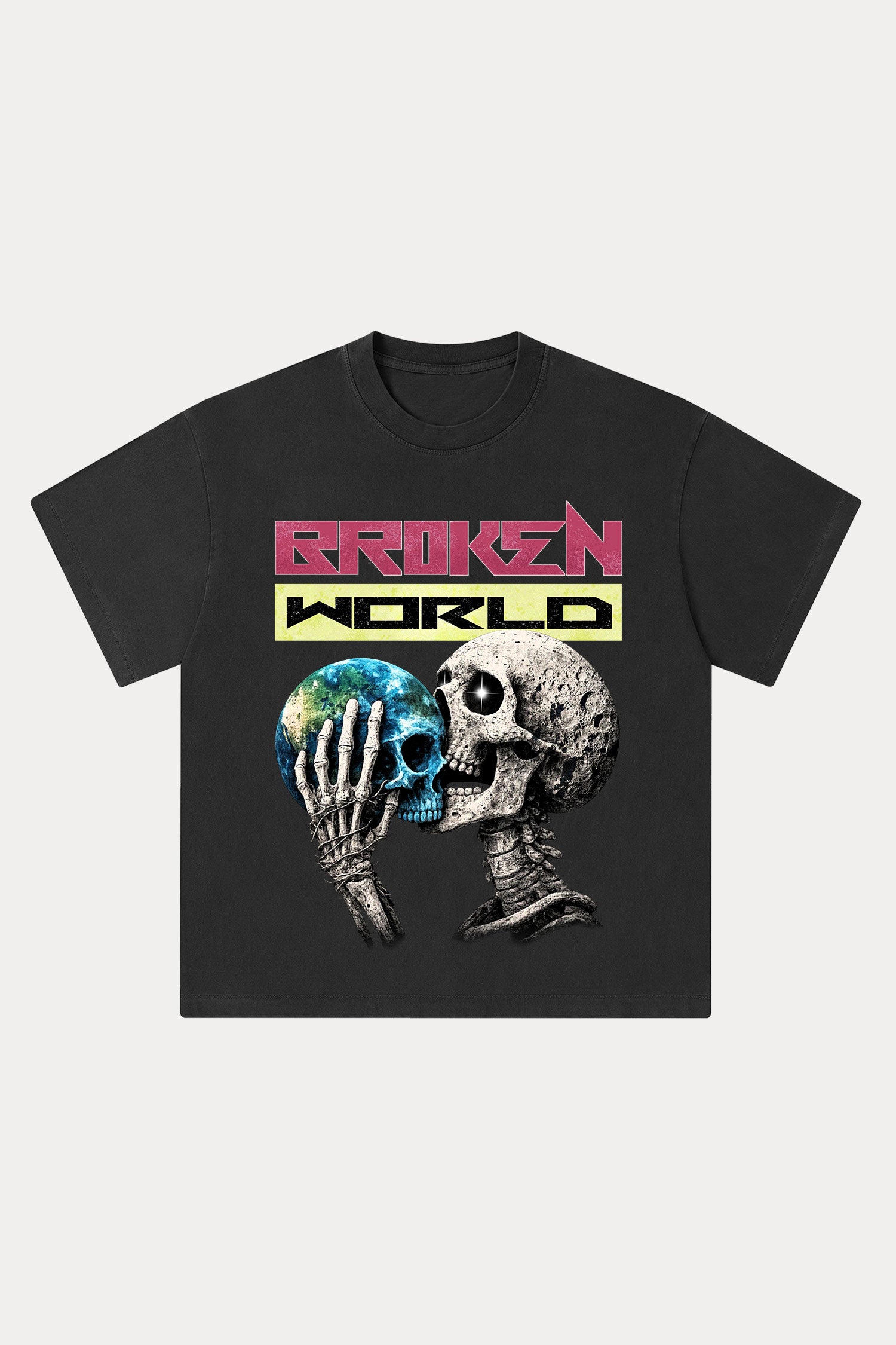 Evilnova Broken World Washed Streetwear T-Shirt-Evilnova