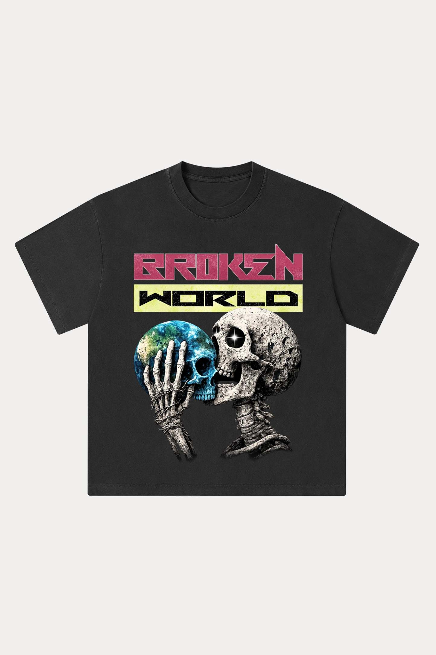 Evilnova Broken World Washed Streetwear T-Shirt-Evilnova