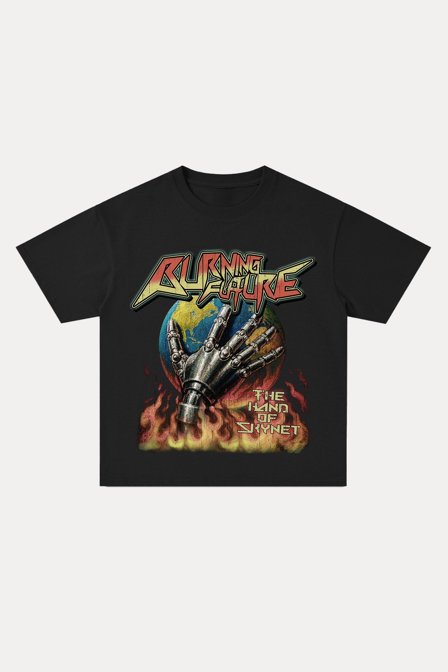 Evilnova Burning Future Cotton Oversize T-Shirt-Evilnova