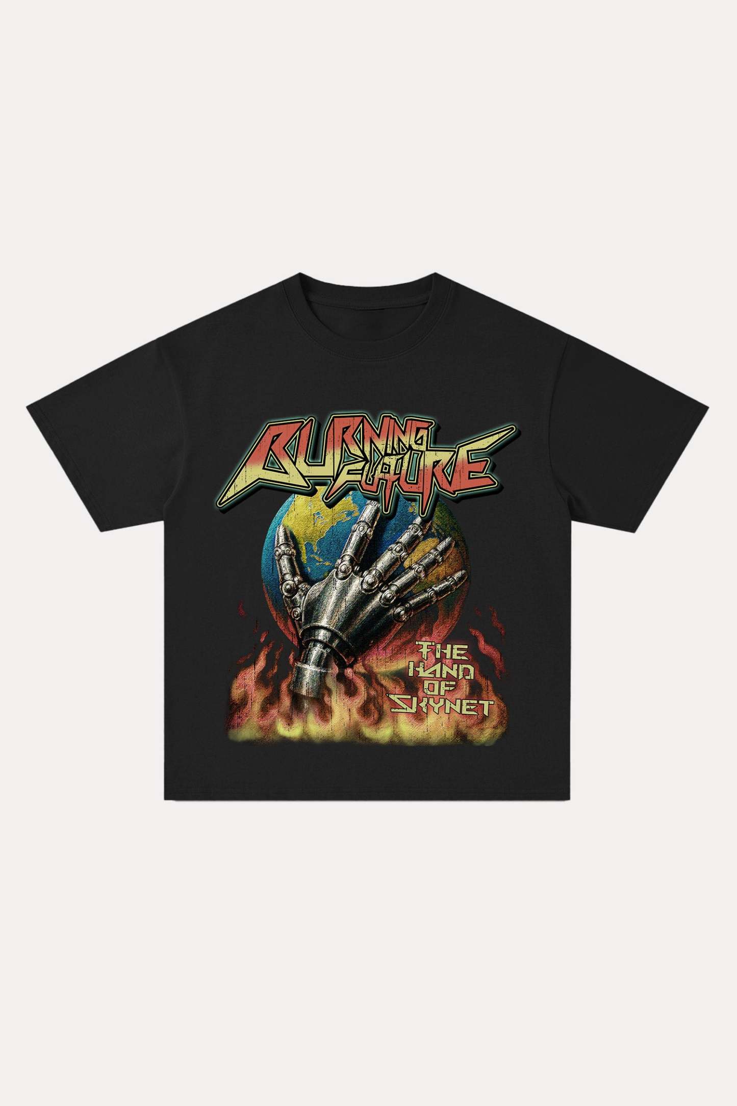 Evilnova Burning Future Cotton Oversize T-Shirt-Evilnova