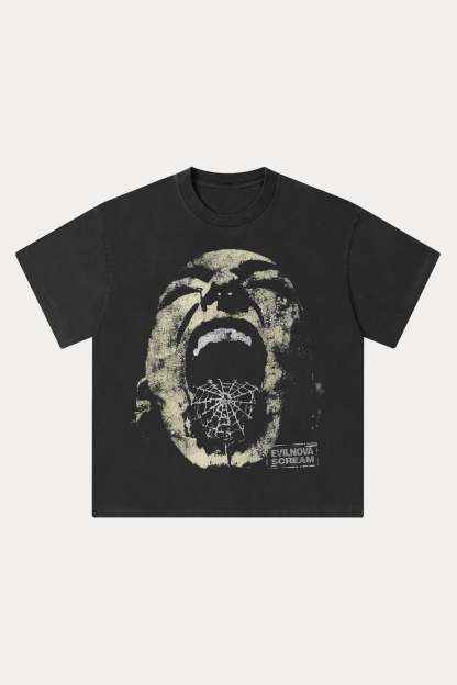 Evilnova Scream Washed Streetwear T-Shirt-Evilnova