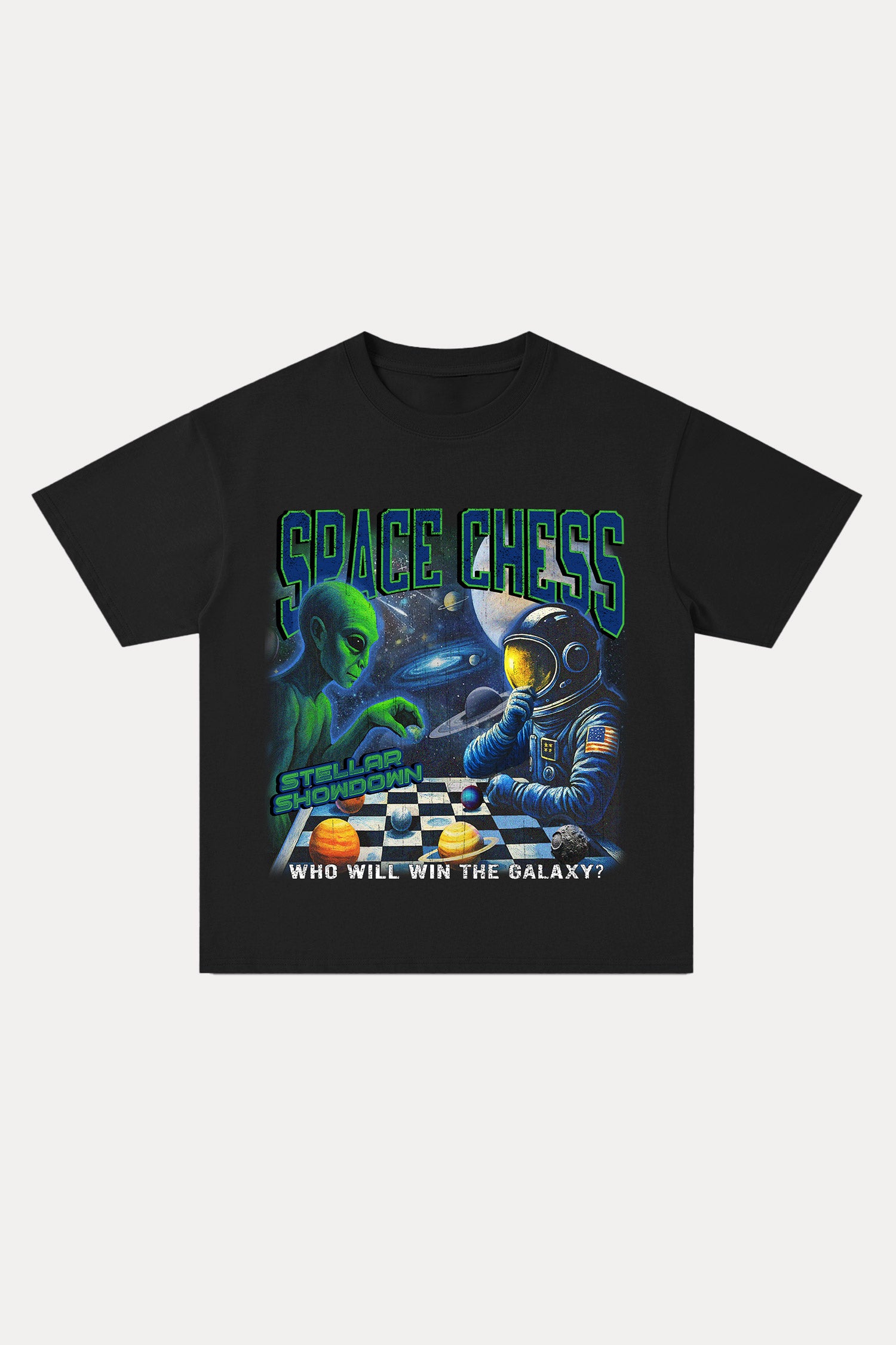 Evilnova Space Chess Cotton Oversize T-Shirt-Evilnova