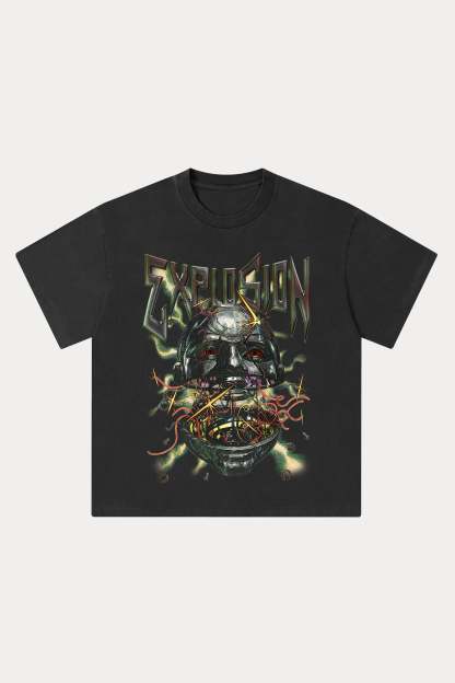 Evilnova Explosion Washed Streetwear T-Shirt-Evilnova