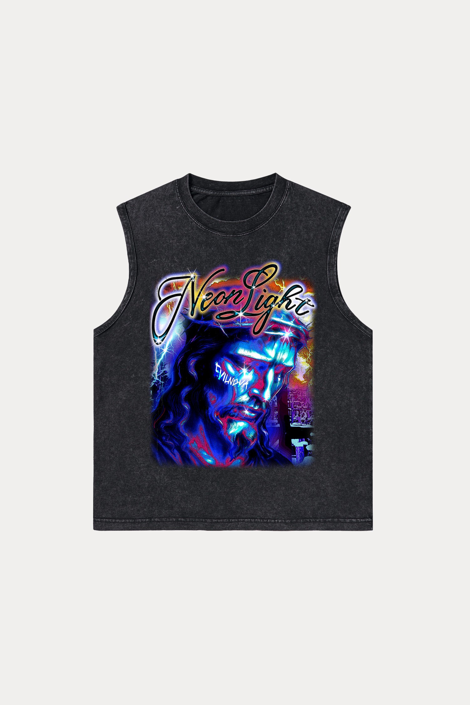 Evilnova Neon Light Washed Tank Top-Evilnova