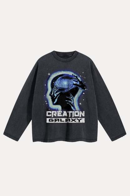 Evilnova Creation Distressed Washed Long Sleeve Tee-Evilnova