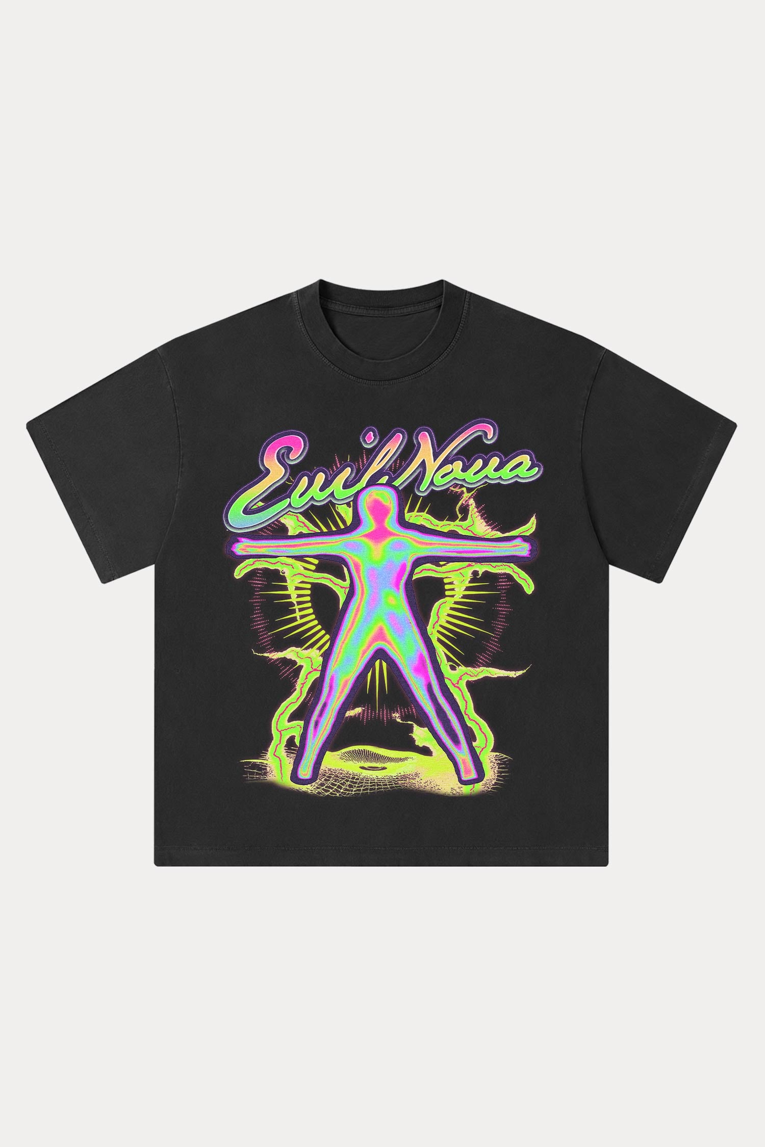 Evilnova Energy Figure Washed Streetwear T-Shirt-Evilnova