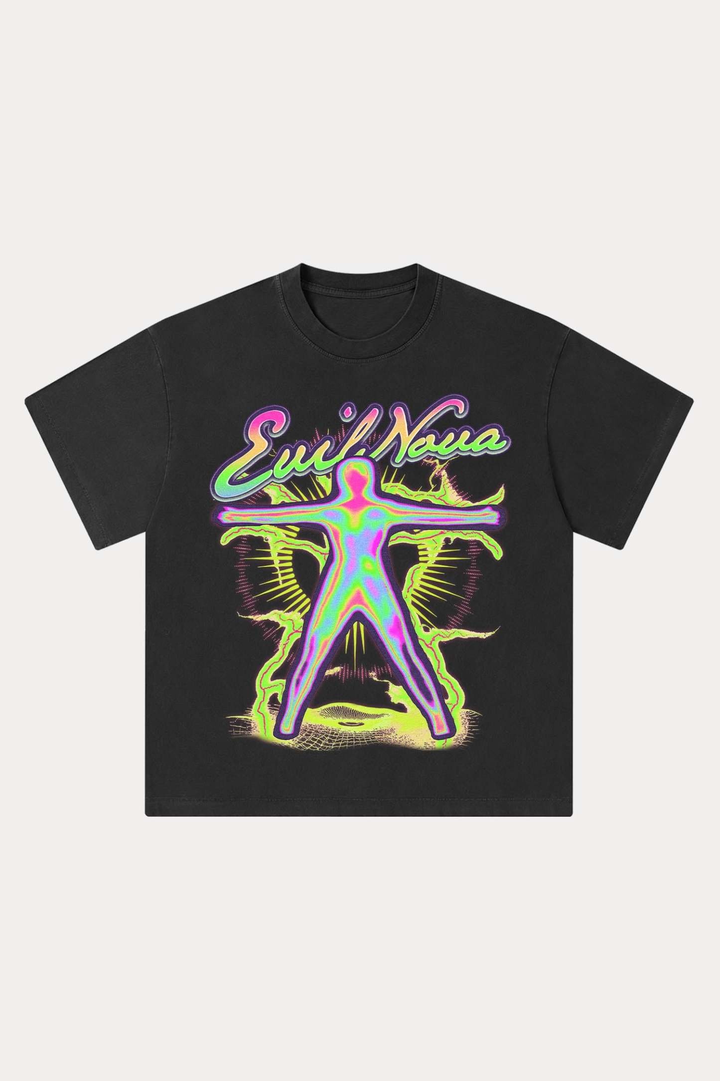 Evilnova Energy Figure Washed Streetwear T-Shirt-Evilnova