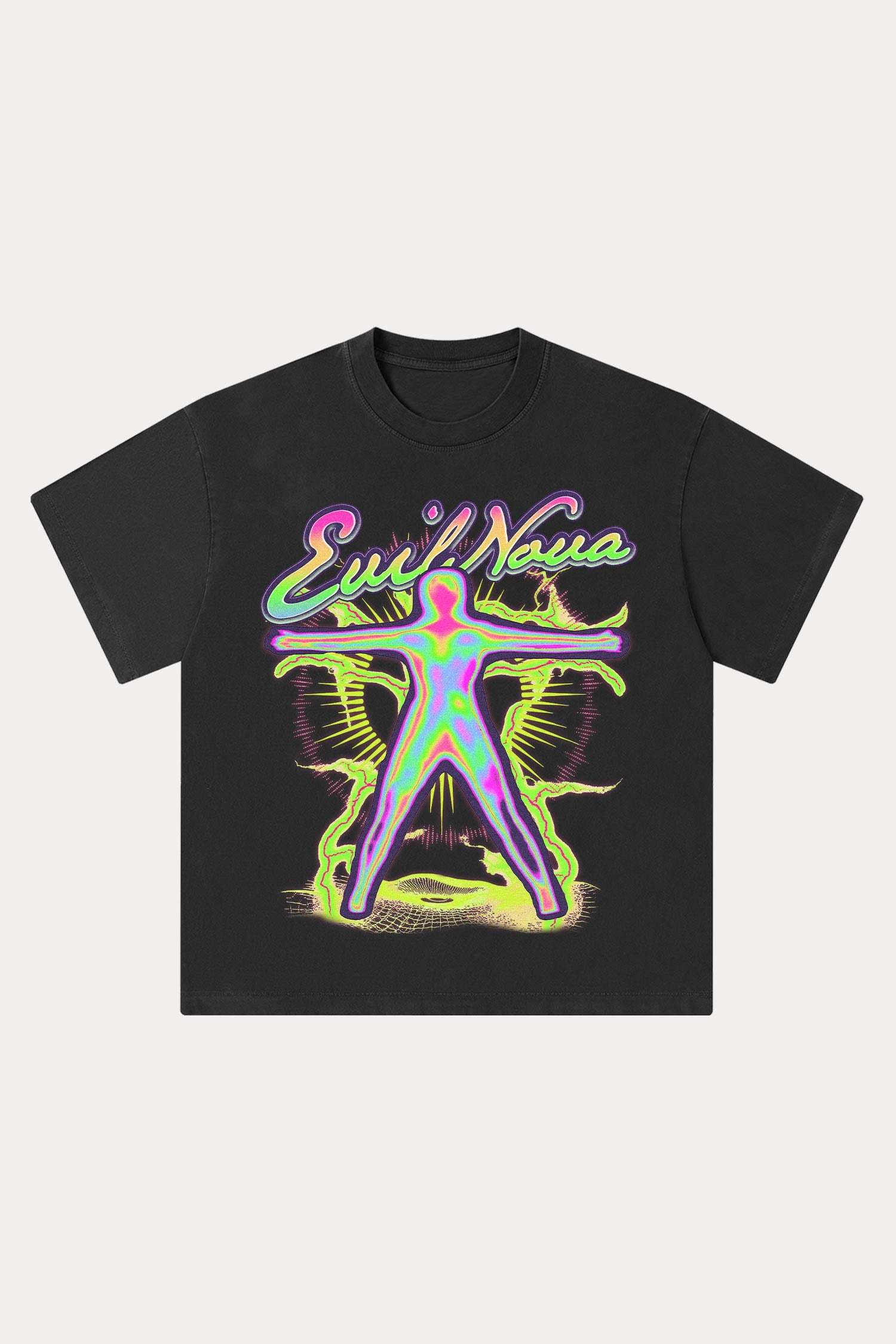 Evilnova Energy Figure Washed Streetwear T-Shirt-Evilnova