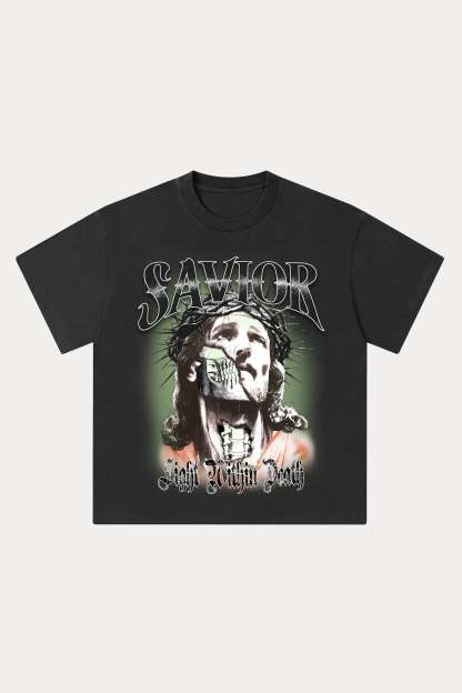 Evilnova Savior Washed Streetwear T-Shirt-Evilnova