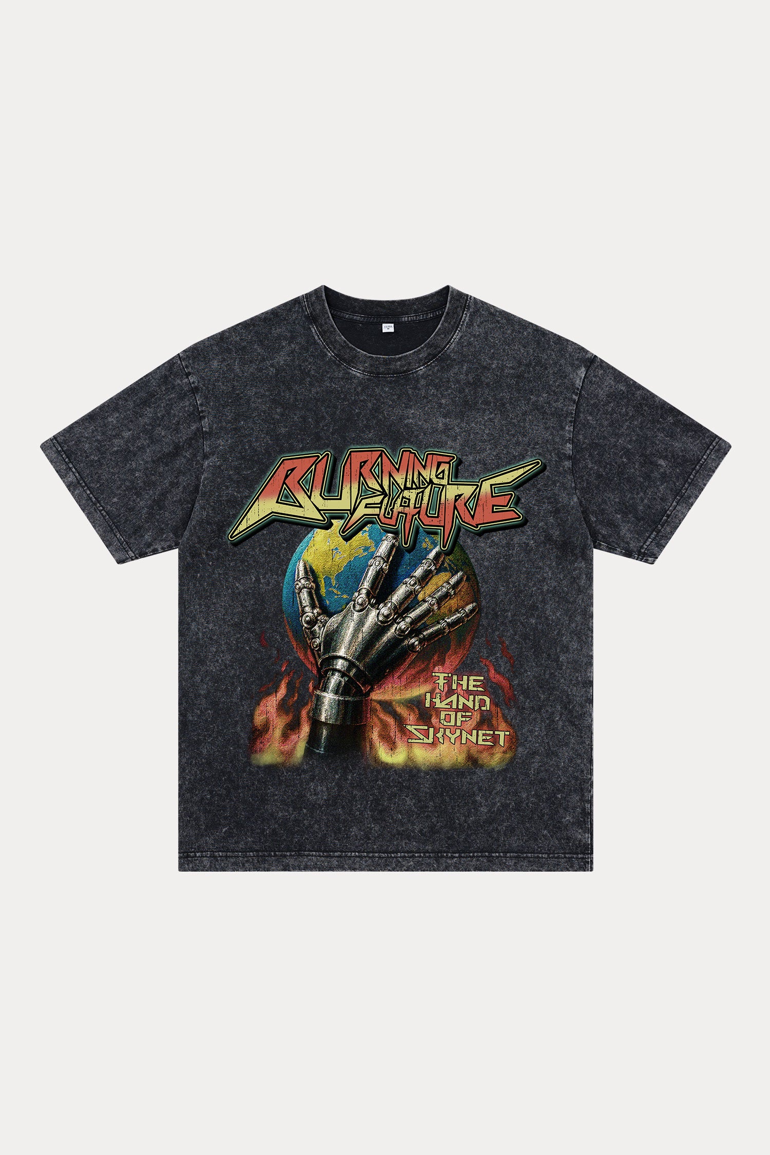 Evilnova Burning Future Washed Streetwear T-Shirt-Evilnova