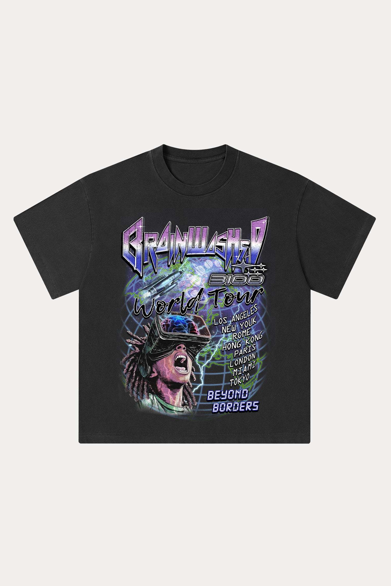 Evilnova Brainwashed Washed Streetwear T-Shirt-Evilnova