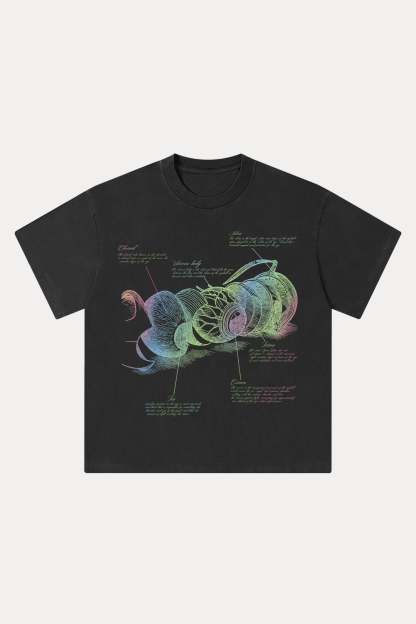 Evilnova Anatomy Washed Streetwear T-Shirt-Evilnova