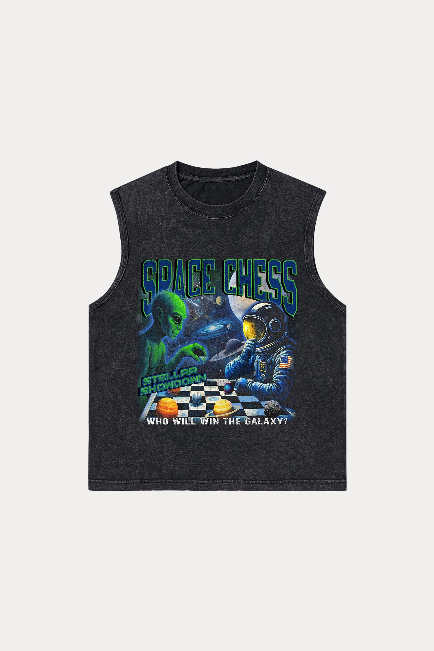 Evilnova Space Chess Washed Tank Top-Evilnova