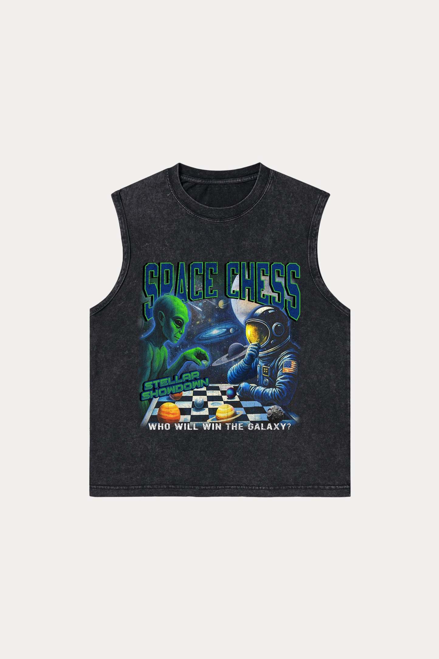 Evilnova Space Chess Washed Tank Top-Evilnova