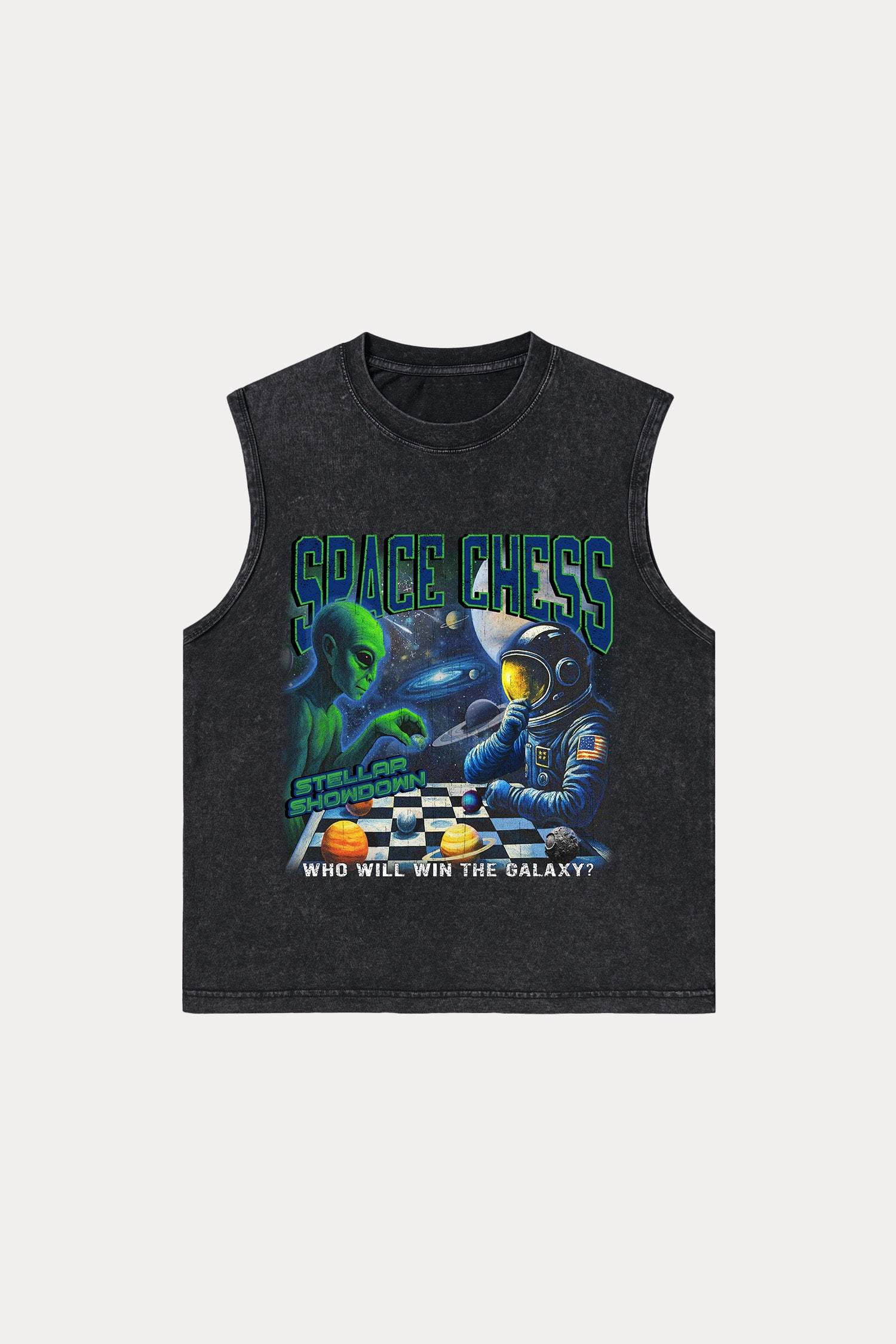 Evilnova Space Chess Washed Tank Top-Evilnova