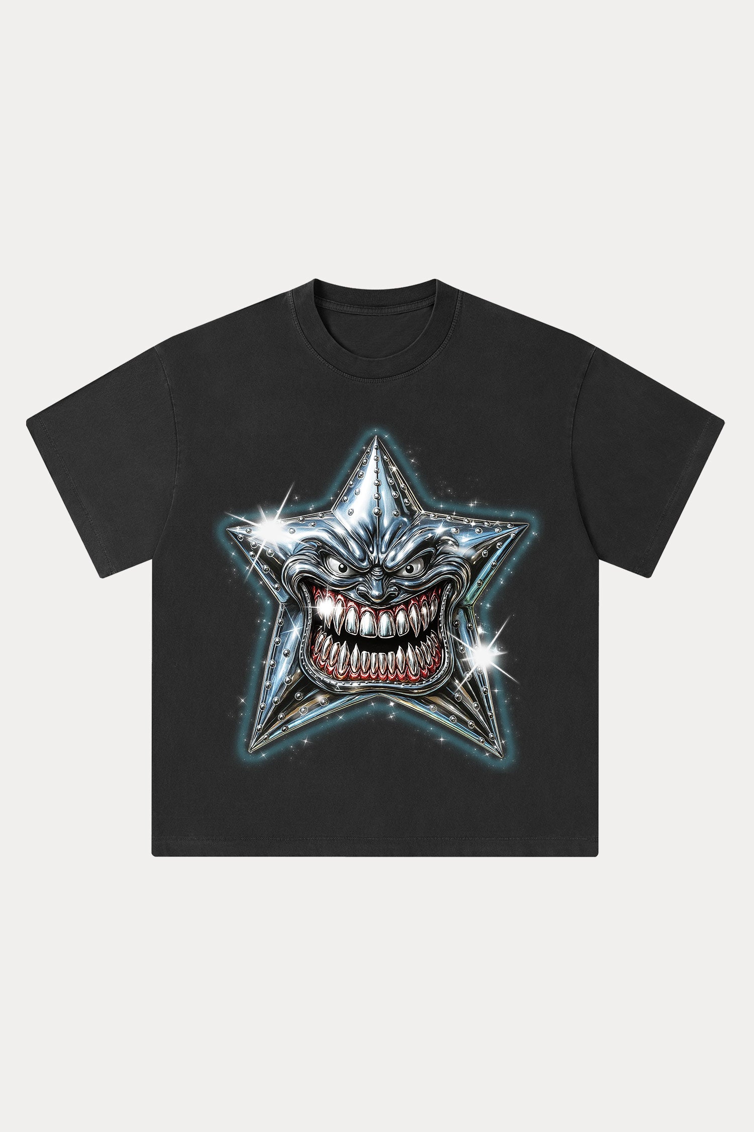 Evilnova Madness Star Washed Streetwear T-Shirt-Evilnova