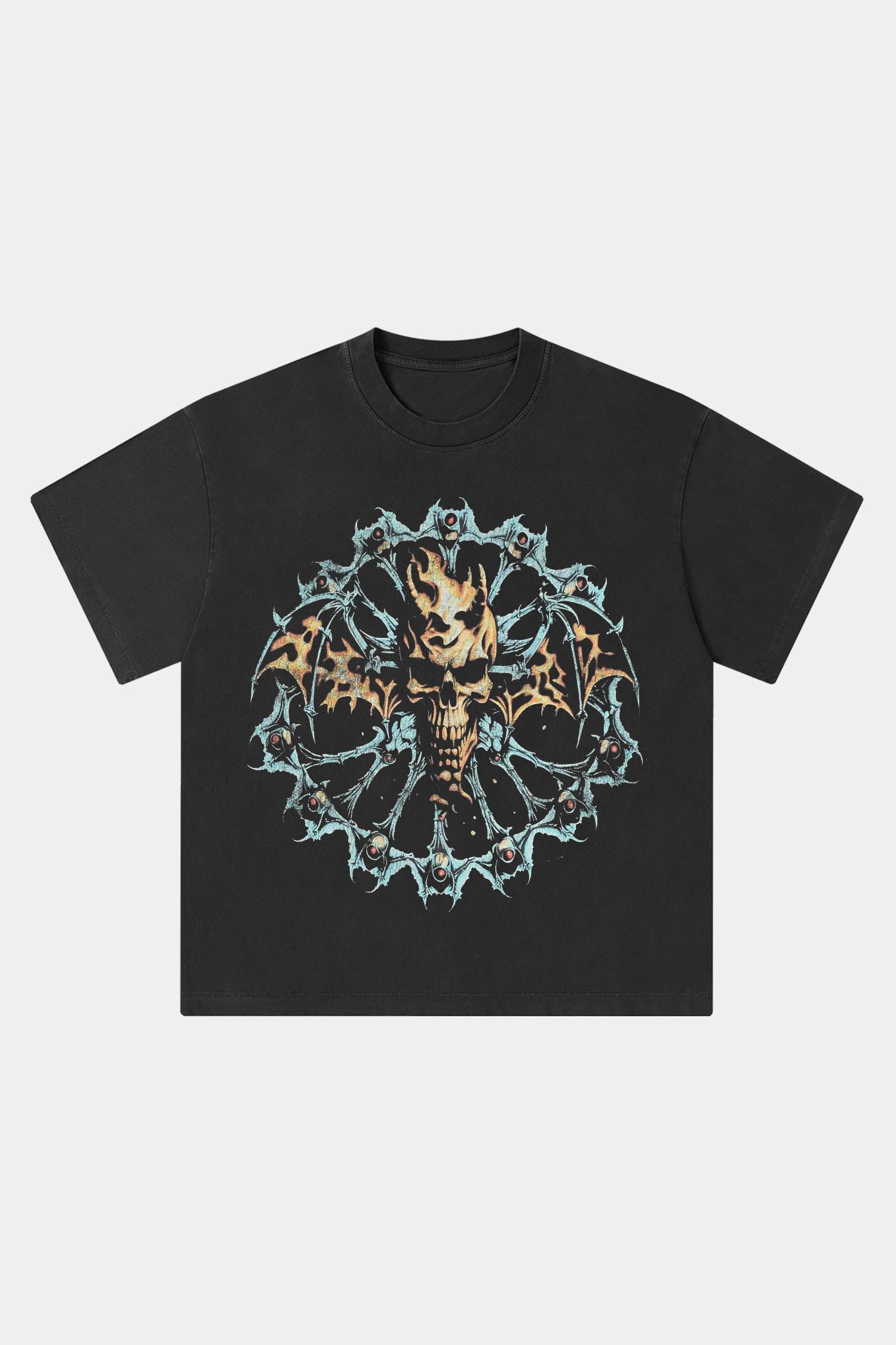 Evilnova Devil's Wings Washed Streetwear T-Shirt-Evilnova