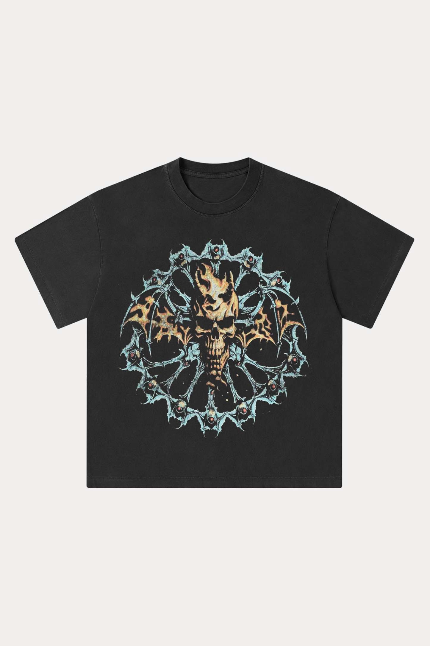 Evilnova Devil's Wings Washed Streetwear T-Shirt-Evilnova