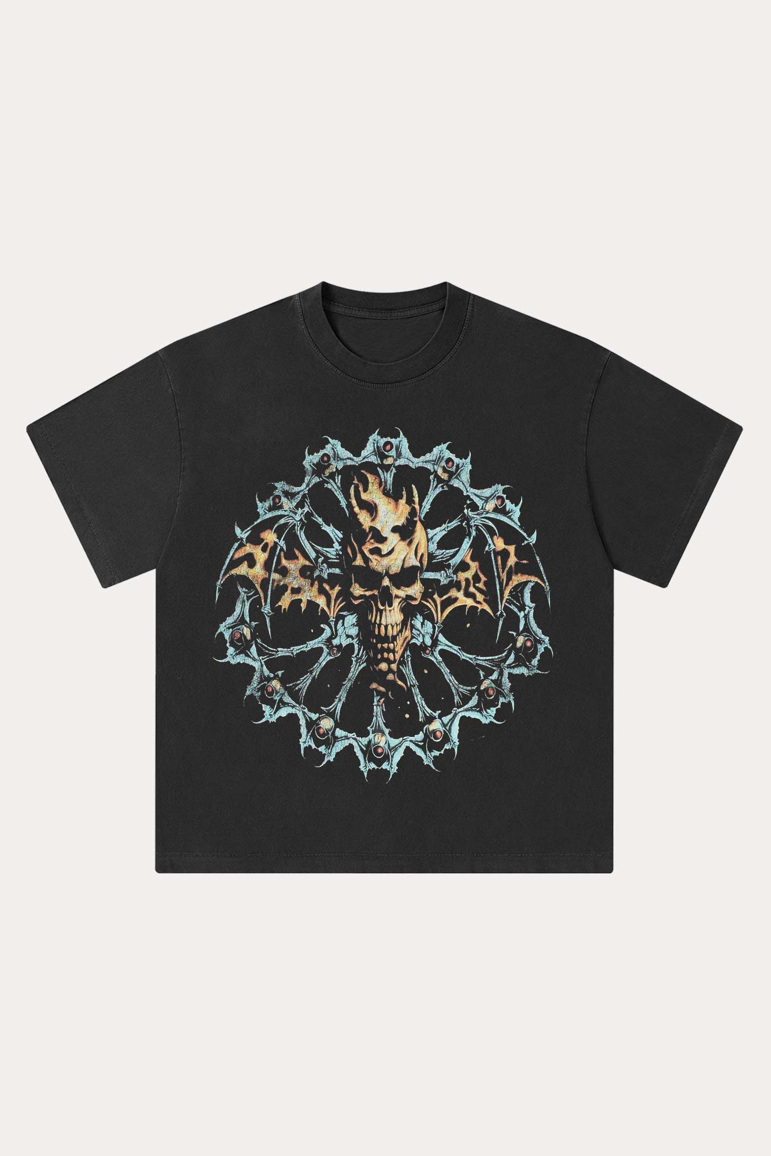 Evilnova Devil's Wings Washed Streetwear T-Shirt-Evilnova