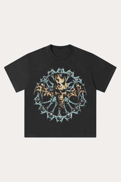 Evilnova Devil's Wings Washed Streetwear T-Shirt-Evilnova