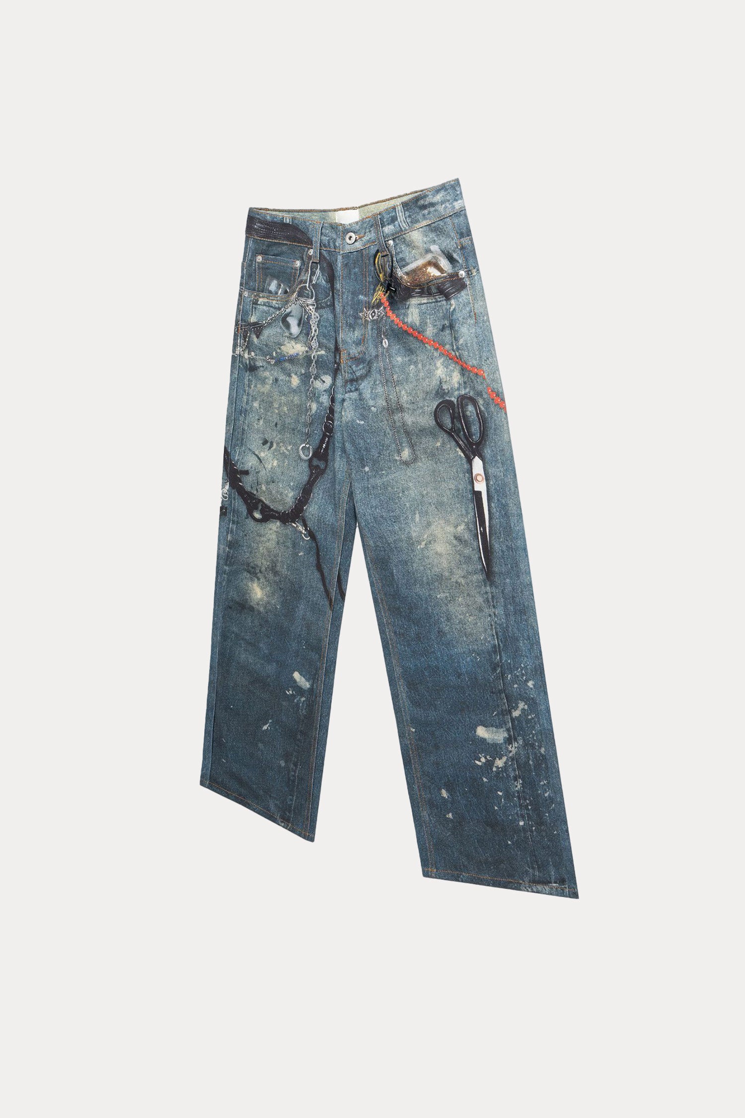 Evilnova 3D Print Washed Baggy Jeans-Evilnova