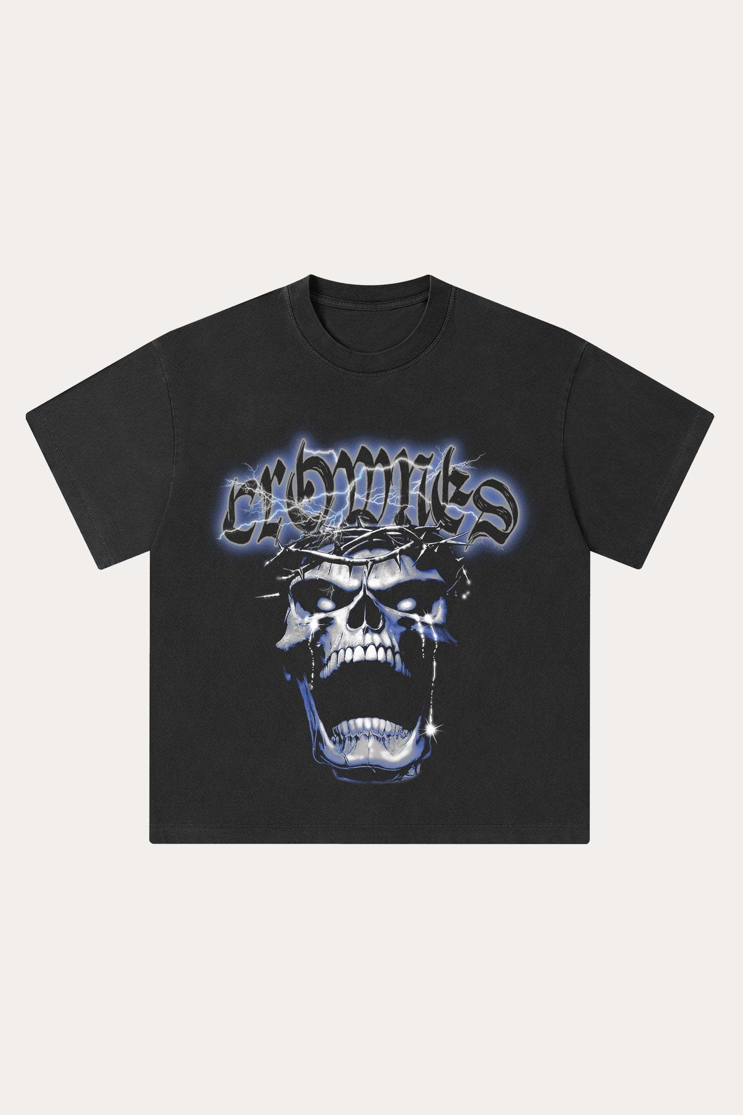 Evilnova Crowned Washed Streetwear T-Shirt-Evilnova